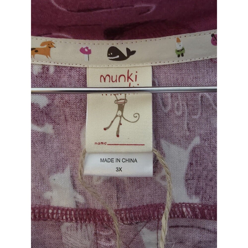 Munki Munki Purple Knitting Cat Flannel Sleep Shirt Mid Thigh 3X Plus Cotton - Picture 3 of 10